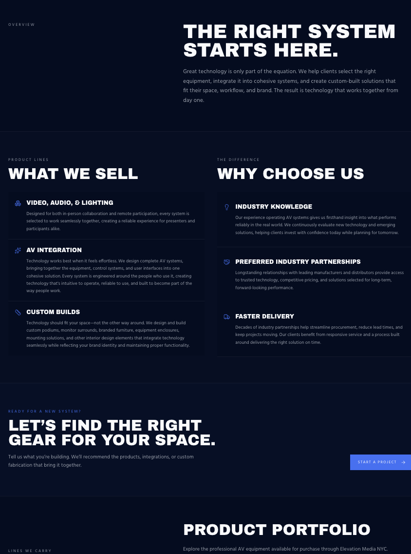 Elevation Media NYC — A full brand site for a NYC video production company — strategy through shipped code.