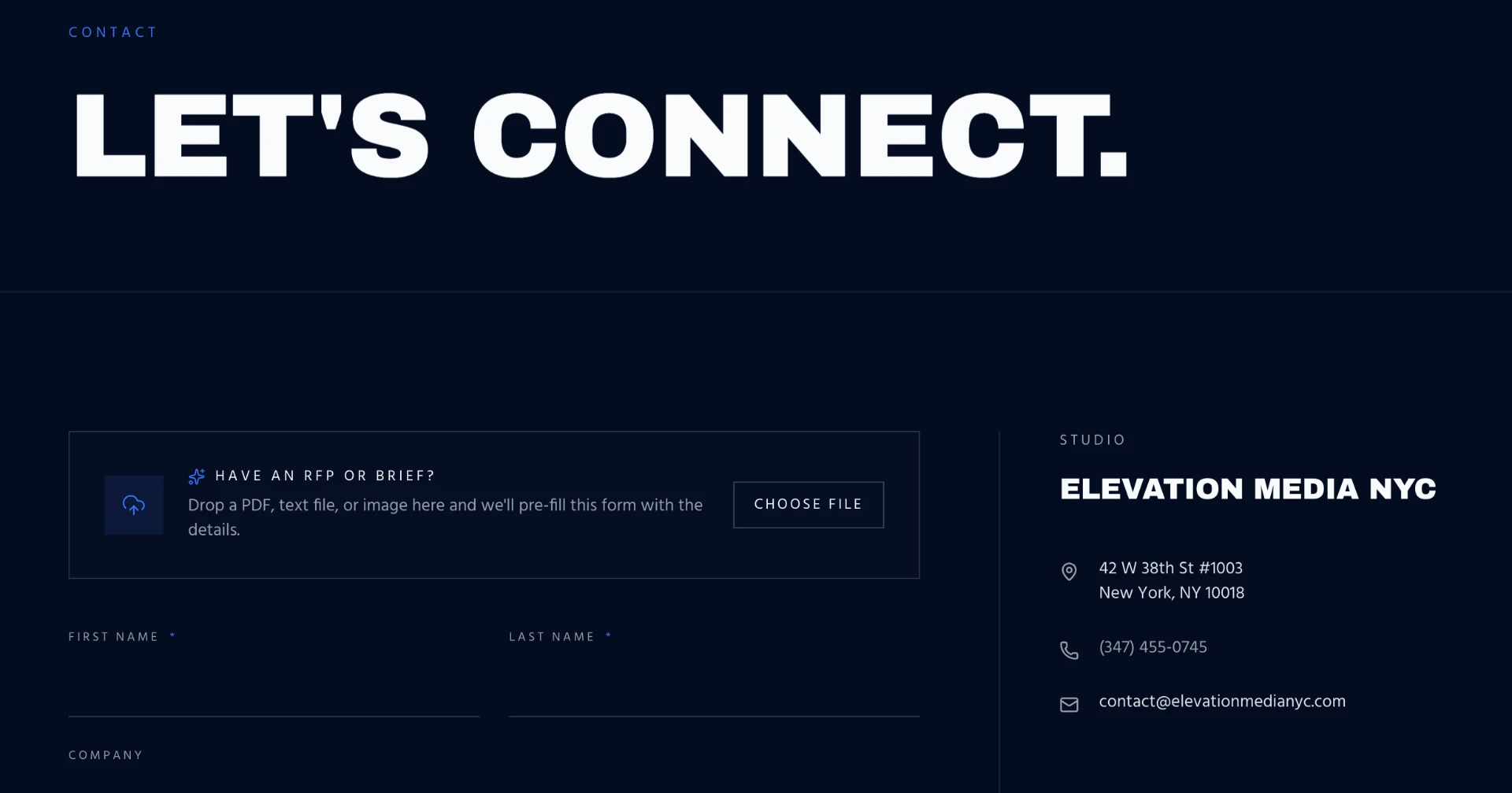 Elevation Media NYC — A full brand site for a NYC video production company — strategy through shipped code.